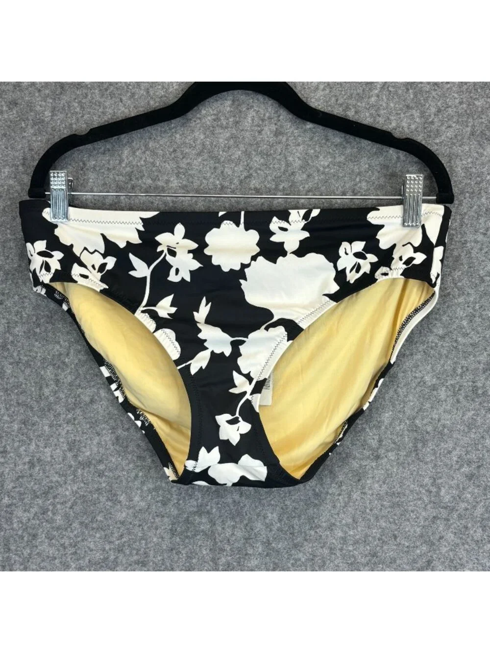 Lands End Womens Size 12 Floral Bikini Swim Suit Bottom Black White NWT